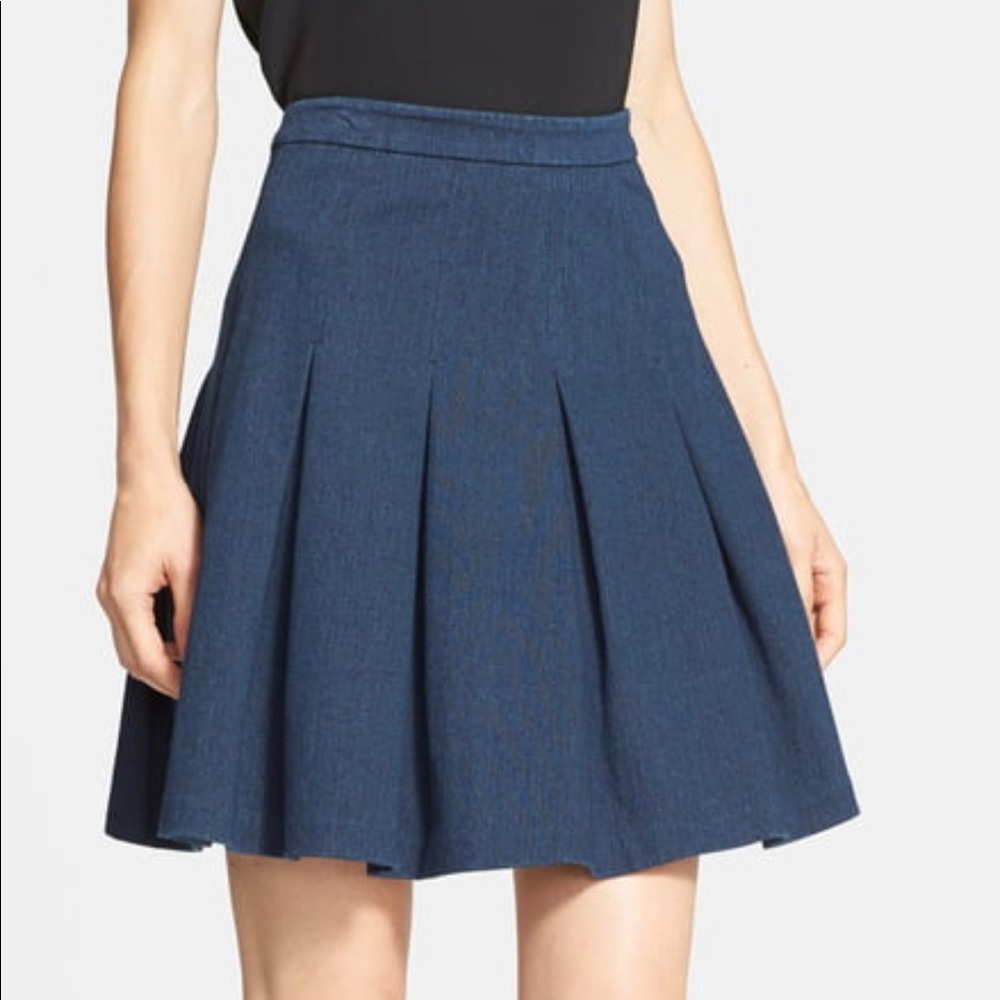 Diane Von Furstenberg Denim Pleated Skirt